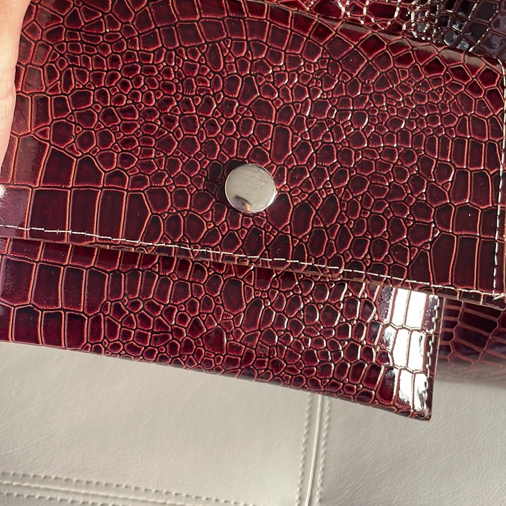 Croc print chocolate tote bag. Large - Picture 4 of 6